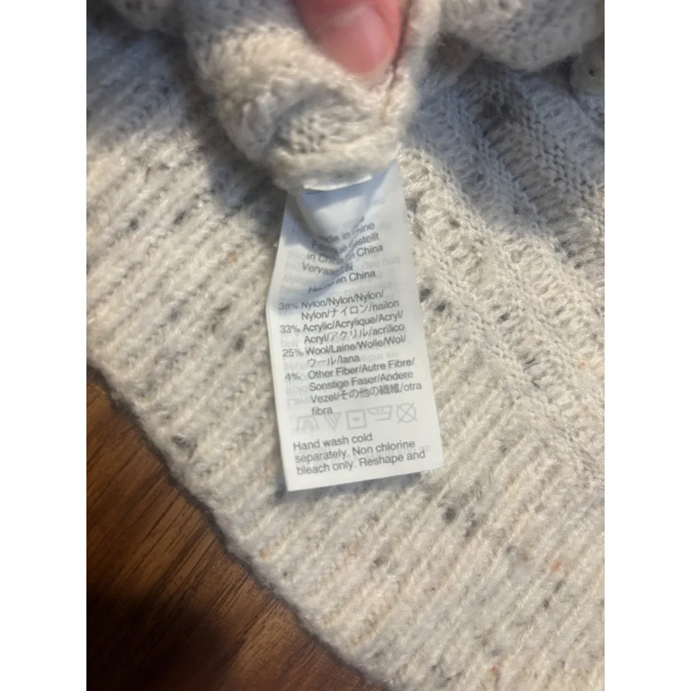 Madewell Textured Turtleneck Sweater‎ Speckled Knit Pullover Cream Womens - Picture 5 of 7